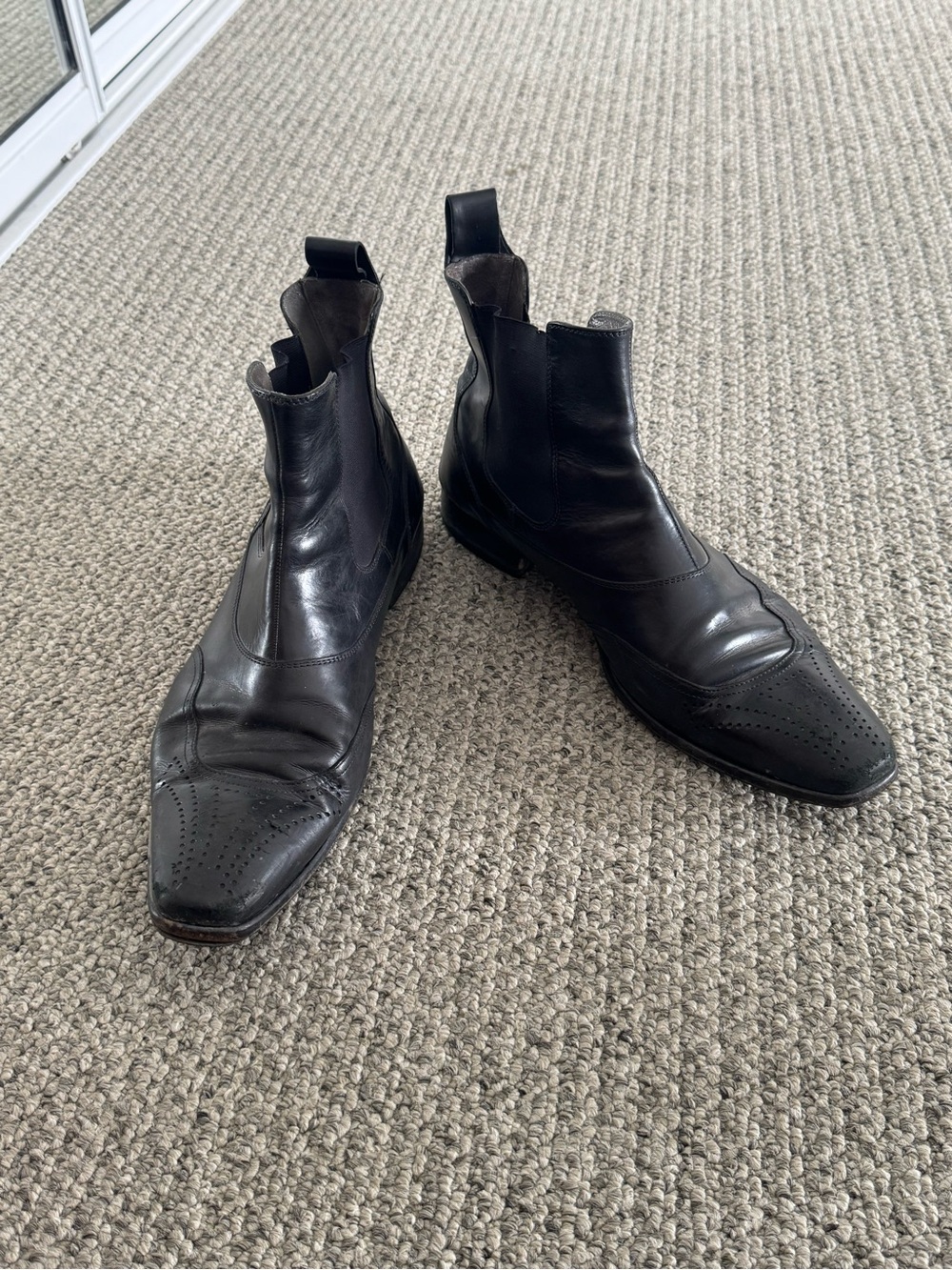 Lloyd 1888 Black Leather Chelsea Brogue Boots